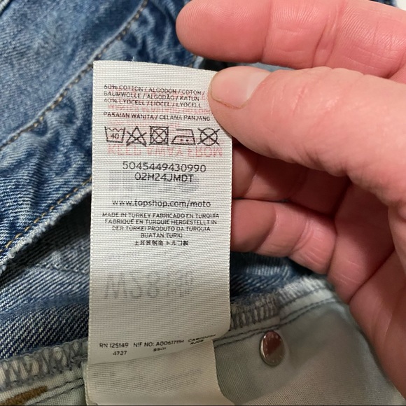 Topshop Moto Hayden Ripped Boyfriend Button Fly Jean Blue 28 - Picture 11 of 14